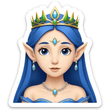 elf woman wearing tiara and blue cloathing dark hair sticker