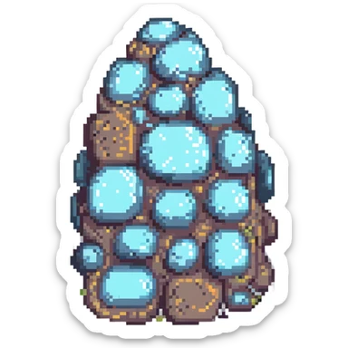 a pixel art rock, chunky pixels, retro game style sticker