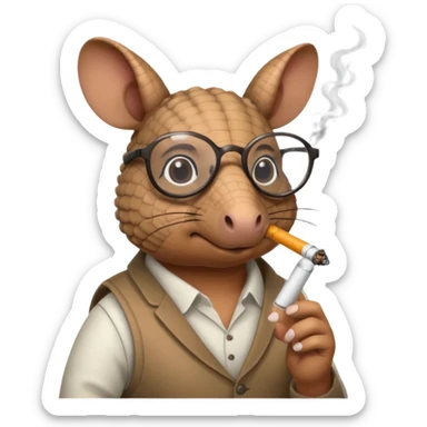 armadillo smoking cigarette whos always coding 24/7 sticker