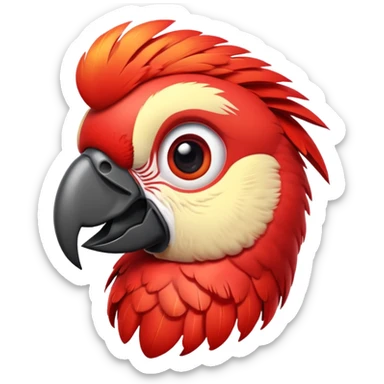 cinematic-cute-macaw-portrait-emoji,-head-tilted-playfully-and-inquisitively,-with-a-dazzling-red-plumage-and-round,-sparkling-eyes-filled-with-charm,-simplified-yet-irresistibly-adorable-features,-highly-detailed sticker