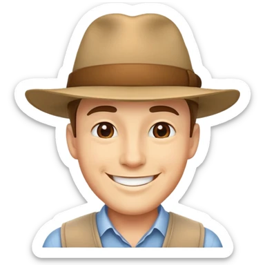 male film producer with hat sticker