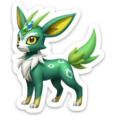 Shiny 4-legged Electrike-Virizion-Zygarde-Leafeon-Skiddo-Sprigatito-fusion, full body sticker