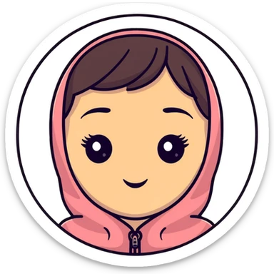 girl with narrow small eyes and big round face sticker