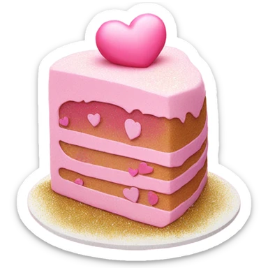 detailed pink heart cake with glitter sticker