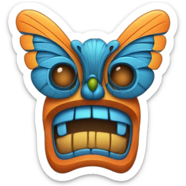 Tiki with colors blue and orange-butterfly-tornado sticker