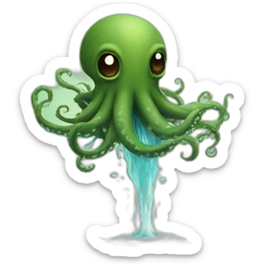 kraken spiting ink sticker