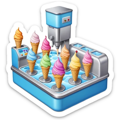 Ice cream factory with machines and production lines sticker