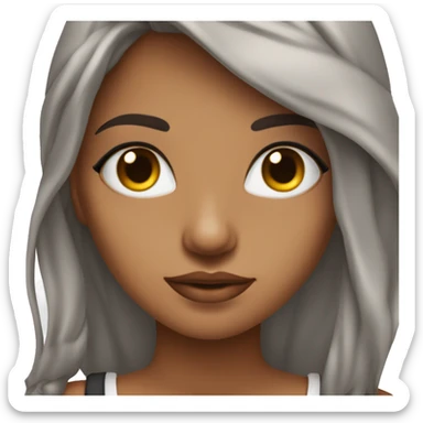 Mulher ruiva escura com pele clara com sardas e com roupa de rock e olhos pretos com delineado sticker