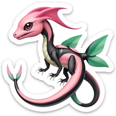 Pink-black-white-gradients Meloetta-Rayquaza-Salandit-Pokémon-Fakémon-creature sticker