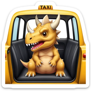 angry office triceratops in the back seat of the taxi sticker