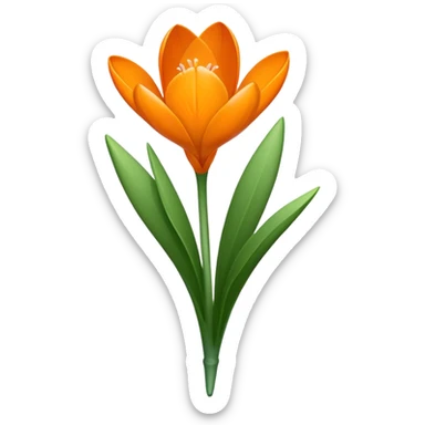 single Crocus Orange, straight stem sticker