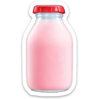 Strawberry milk in bottle soft coquette  sticker