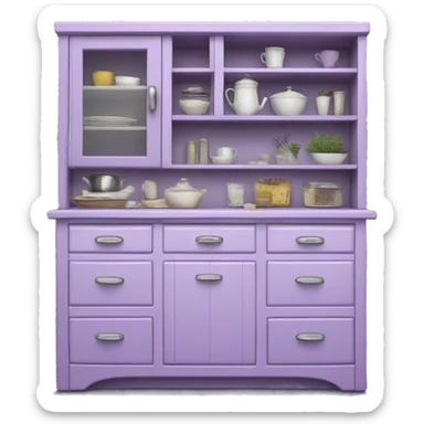 Realistic front facing lavender kitchen counter with drawers. sticker
