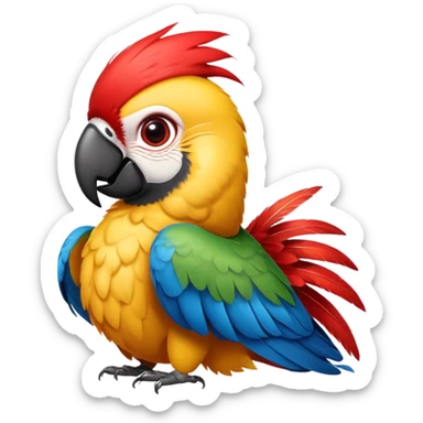 cinematic-cute-macaw-portrait-emoji,-head-tilted-playfully-and-inquisitively,-with-a-dazzling-red-plumage-and-round,-sparkling-eyes-filled-with-charm,-simplified-yet-irresistibly-adorable-features,-highly-detailed sticker