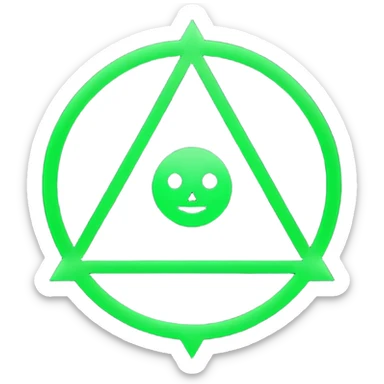 Emoji, dark futuristic occult sigil, symmetrical geometric shape, black metal, gothic cyber aesthetic, minimal flat design, sharp edges, centered, transparent background sticker