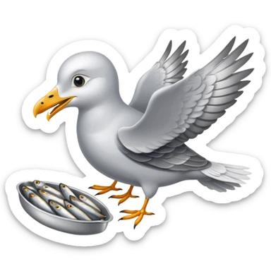 Seagull eating sardines sticker
