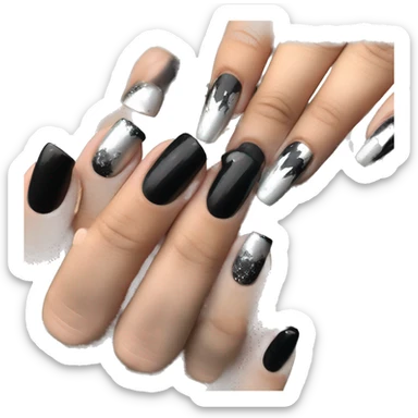 alternative black and silver manicure  sticker