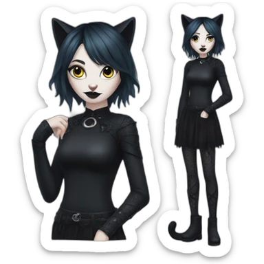 goth woman cat sticker
