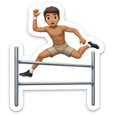 Make an emoji of a guy jumping onto a  metal bar sticker