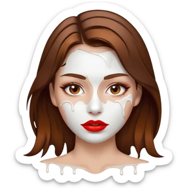 Brown Hair, Woman, white paint drip, face, hot, Sexy, lips sticker