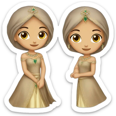 princesse arab brown hair jewerlery dress sticker