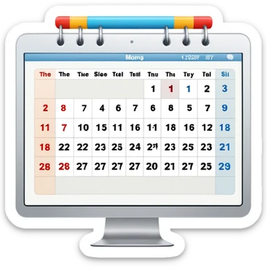 day-calendar with hours and client slots, some booked, on iMac screen sticker