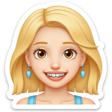 Girl with braces  sticker