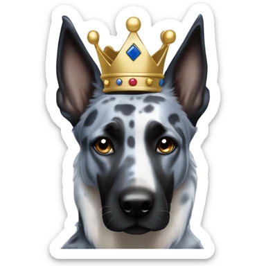 A malinois dark blue merle without red color with a crown on his head sticker