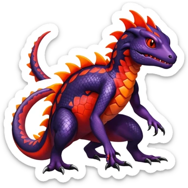 Colorful Dark Shiny Exotic Salandit-Guilmon-Quilava-Fakémon-hybrid-creature (full body)  sticker
