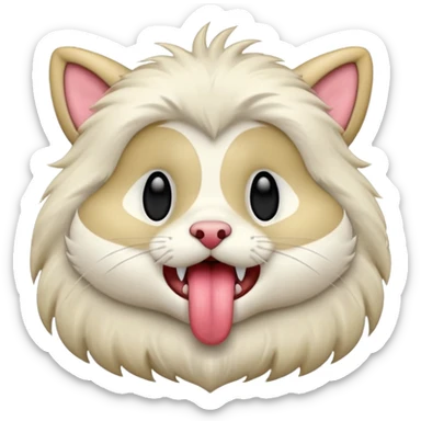 A thrumbo from the game rimworld. Front view, sticks the tongue out and licks. animated sticker