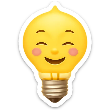 Add a glowing effect to the Bulby bulb, keep the background transparent. The style should maintain the original look with a luminous glow around the bulb. sticker