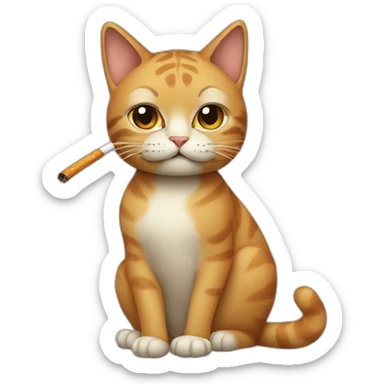 a cat with a cigarette sticker