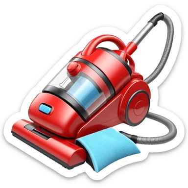 vacuum cleaner cleaning dust from a carpet, visible dust particles being sucked in, soft fabric carpet texture, modern household appliance, dynamic suction effect, 3D cartoon style, mobile game icon style, centered composition, clean background, no people, no animals, no text, no watermark

 sticker