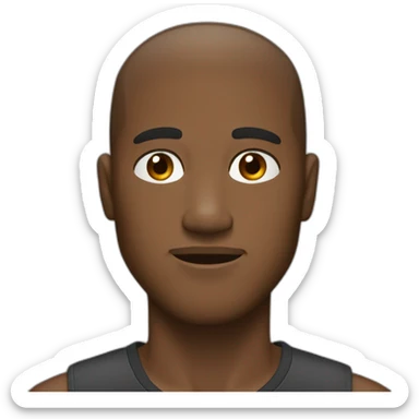 Short Black buz cut hair man with Wheatish almost white skin, Large hazel eyes, a medium-sized nose, and a medium-sized mouth.  sticker