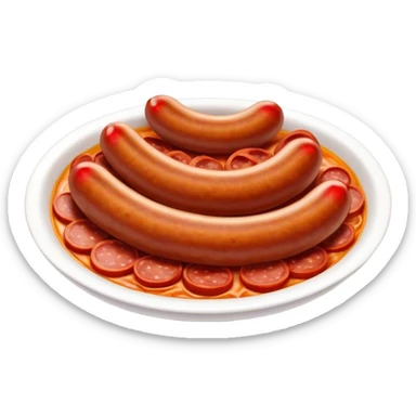 Cinematic Realistic Chorizo Dish Emoji, featuring spicy, robust sausage slices rendered with vivid textures and dynamic, appetizing lighting. sticker