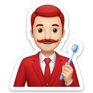 hitler with toothbrush mustache and red suit sticker