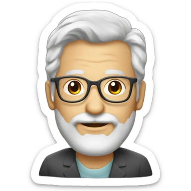 profesor de 50 años con cabello blanco rostro limpio y lentes sticker