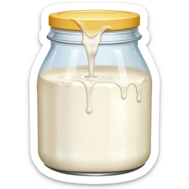 a jar of milk but the top is sticky and its dripping but theres no lit, and also no straw, I WANT IT TO BE VERY VERY MESSY sticker