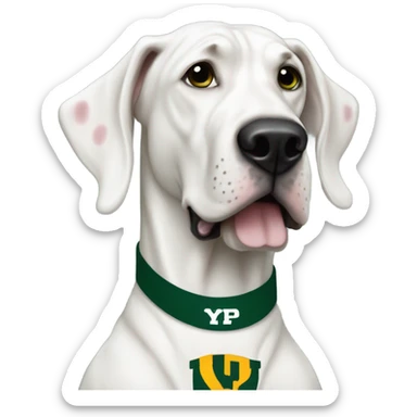 White Great Dane Greenbay Packer fan  sticker