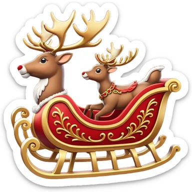 santa's sleigh with reindeer in flight sticker