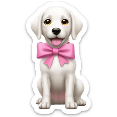 White Dog with pink bow sticker