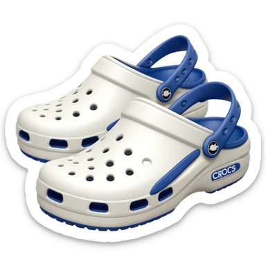 Pure white Crocs clogs, clean matte texture, ventilation holes visible, minimal lighting, dark neutral background, realistic product photo, no logos, no text. no color other than white sticker