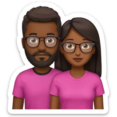 pareja el moreno con barba y gafas  , camiseta negra y ella pelo moreno camiseta rosa y pelo largo sticker