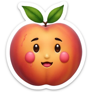 A peach with handmarks with fuzzy hair sticker