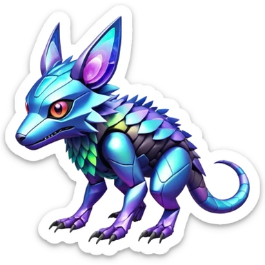  exotic colorful futuristic modern cyber-Fakémon-Digimon-Trico-Vernid-creature sticker
