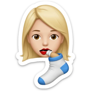 Woman with a sock in her mouth  sticker