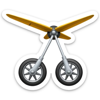Emoji-style aircraft landing gear with a single wheel and strut, simplified design, clean lines, cartoon-like, isolated on white background, minimal shading sticker