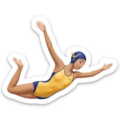 A swimmer is about to dive into the pool. She is in the pose of diving in the air with the hands above the head sticker