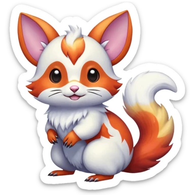  Shiny iridescent light warmly colored reddish-orange-gold-gradients vibrant colorful flourishing flurry fuzzy Absol-Minccino-Furret-Zangoose-Chinchilla-Stitch-fusion-animal-Fakémon-hybrid-creature  sticker