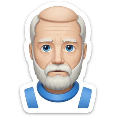 Older man with a full beard, a hard neck brace, and blue eyes. sticker
